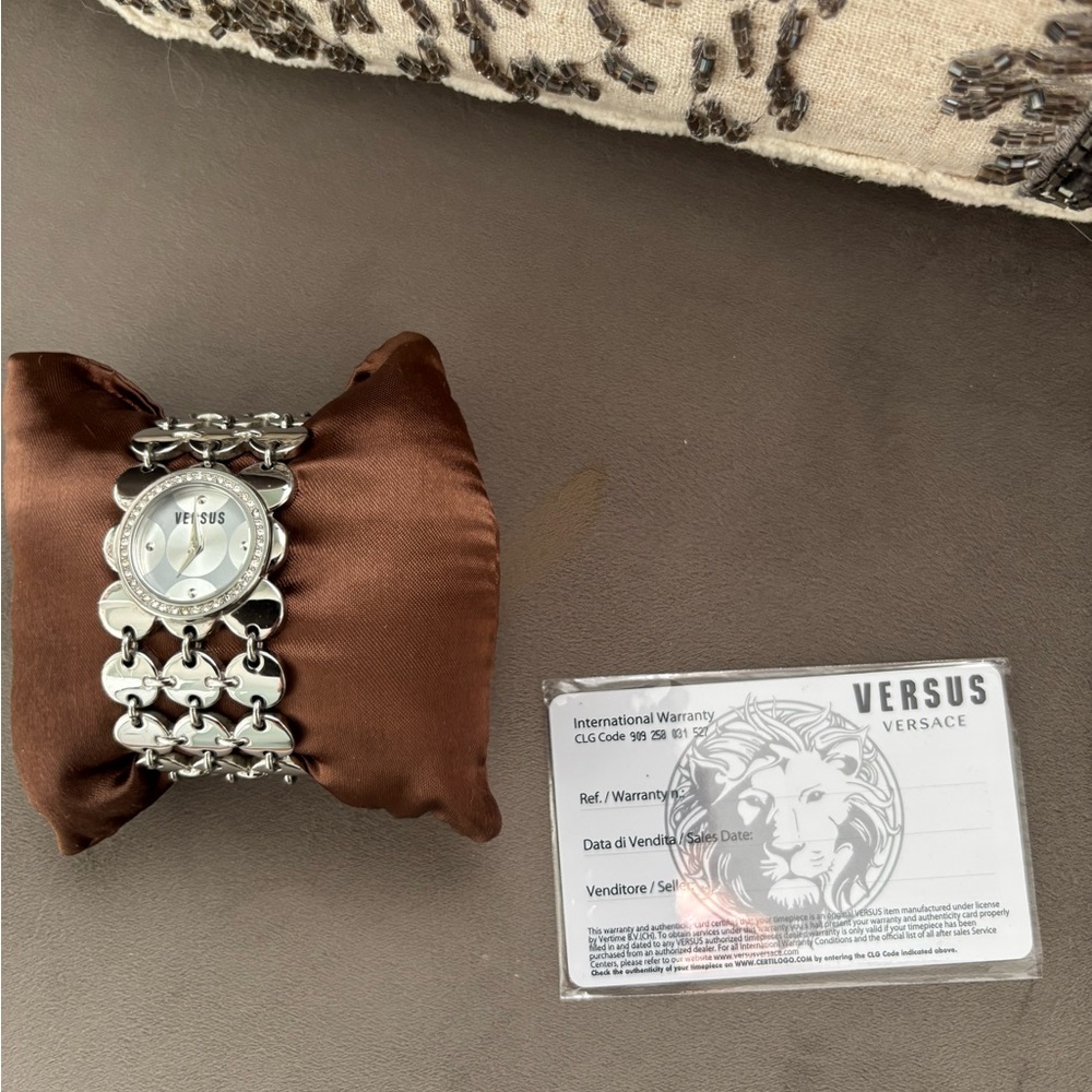 Versus Versace Metallic Silver Chain Watch